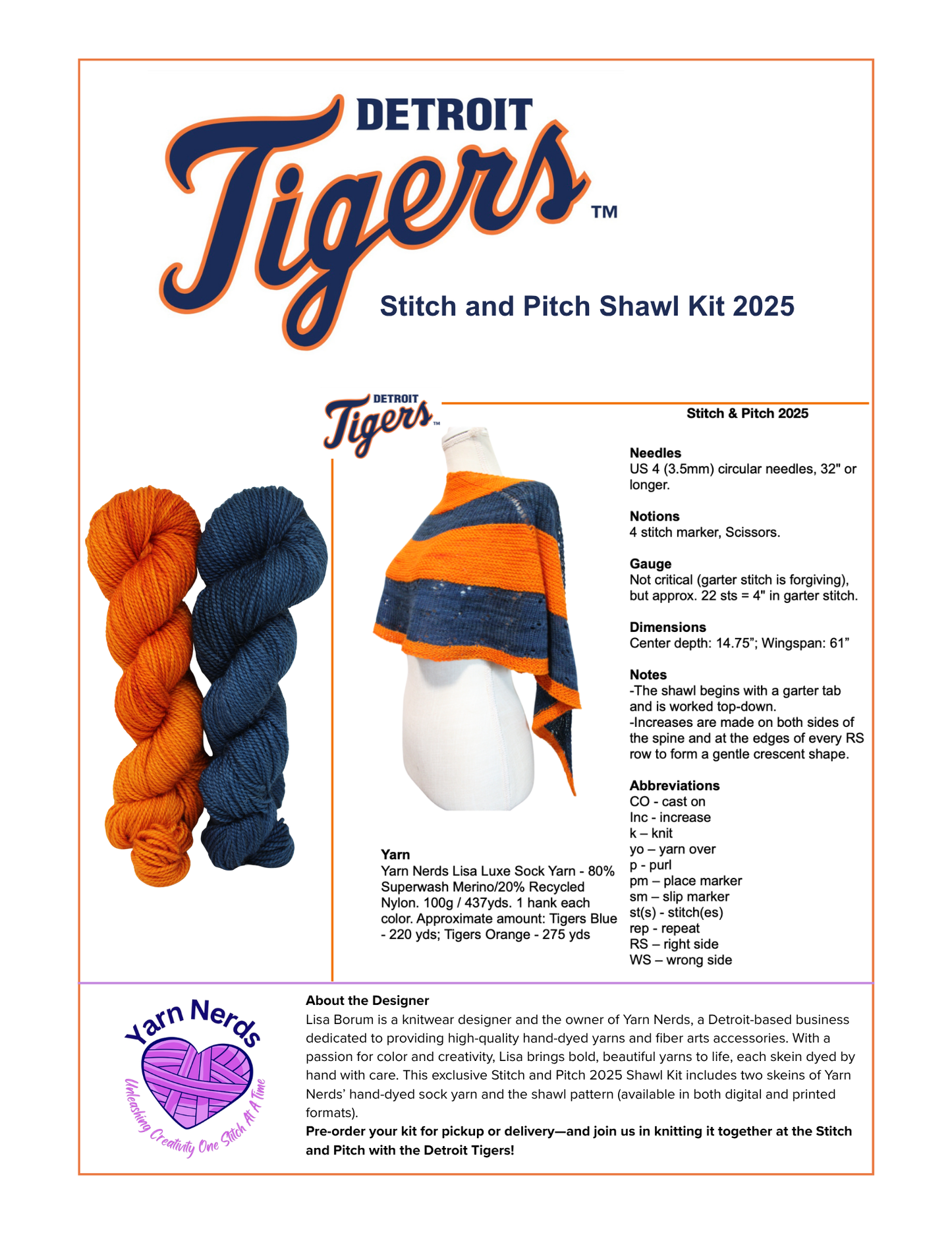Game Day Shawl Kit PRE ORDER